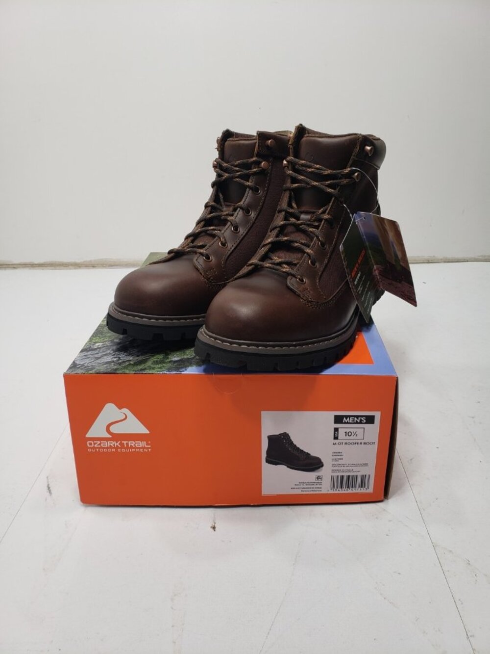 Ozark Trail M OT Roofer Boot Men's 10.5 Dark Brown Leather Lace Up Work Boots